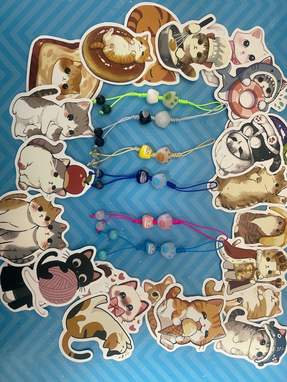 Phone lucky charm and cat stickers